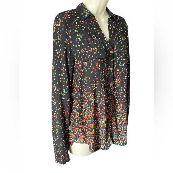 Anthropologie Maeve Wynwood Confetti Print Button Up Blouse Size 4 Pockets - Picture 4 of 11